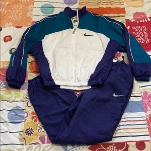 Vtg Nike Tracksuit Jacket Pants Purple White Teal